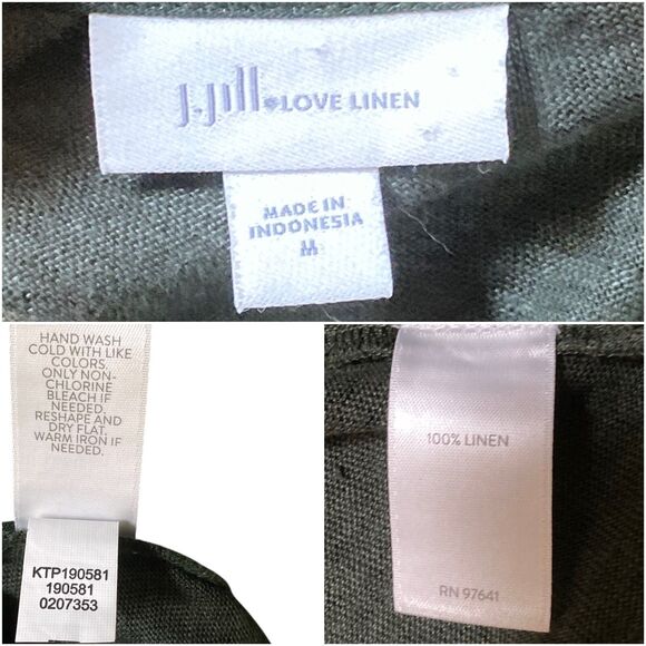 J.Jill Love Linen Dark Green Knit Mixed Media A-Line Slits  Linen Tunic Size M - Picture 9 of 11
